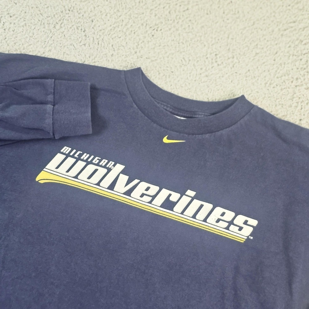 Vintage Michigan Wolverines Shirt Mens XL Blue NCAA Football Nike Long Sleeve
